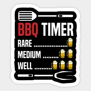 funy vintage bbq timer with beer timer for grilling meat beef pork and brisket for grill master Sticker